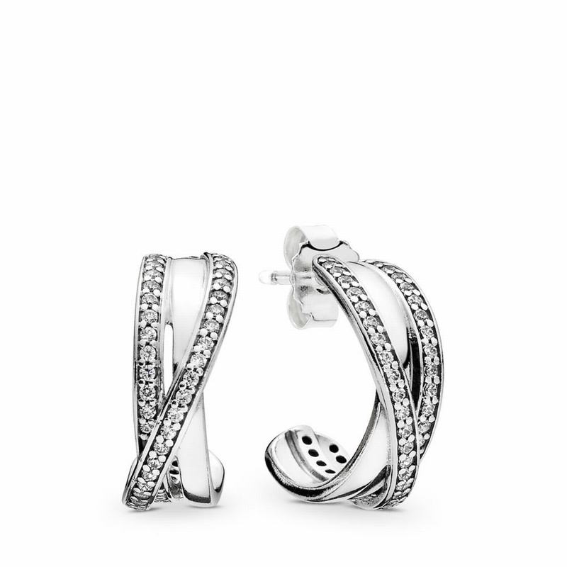 Pandora Entwined Hoop Earrings Clearance NZ, Sterling Silver (130876-ZOC)